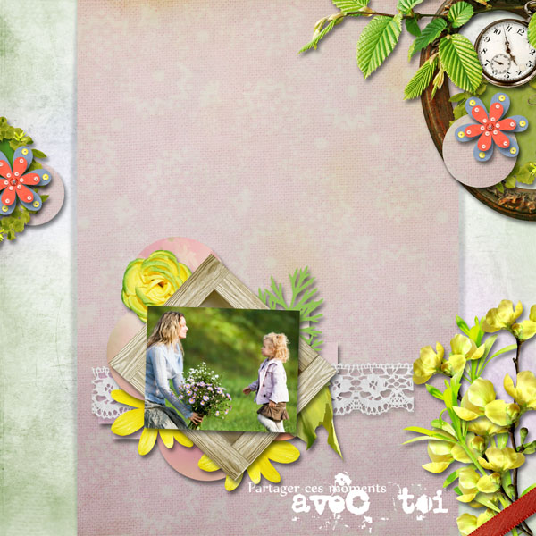 kit sweet flowers collab cajoline simplette page leaugoscrap